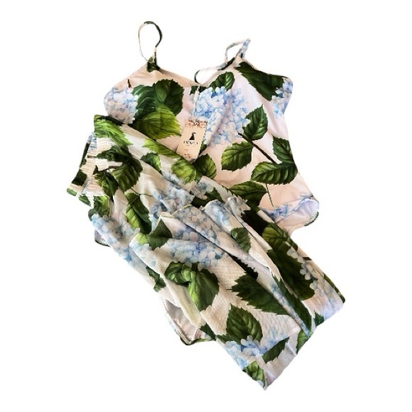 Women's One Piece Swimsuit Cover up Floral  Set Two Piece Bathing Suit L 10 - Picture 3 of 5